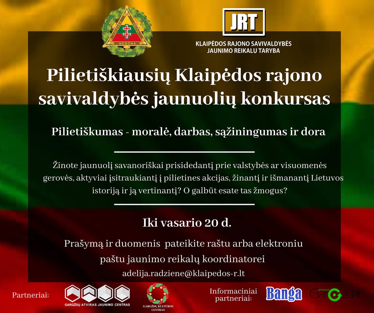 Sudalyvauk pilietiškiausių Klaipėdos rajono savivaldybės jaunuolių konkurse!